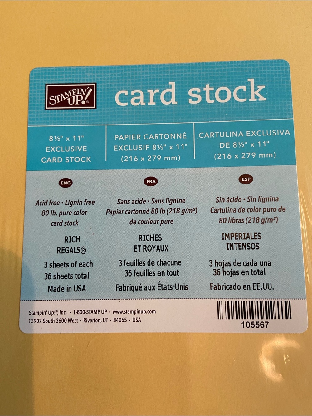 Stampin’ Up Card Stock. Brand New and Still Sealed Fantastic Variety of Colors. - Picture 5 of 5